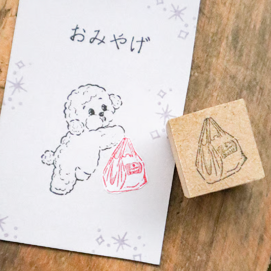 Shopping Bag Wooden Stamp・Keibunsha & meriBUN