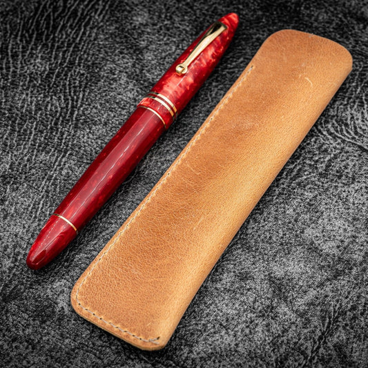 Crazy Horse Honey Ochre Leather Single Pen Sleeve · Galen Leather Co.