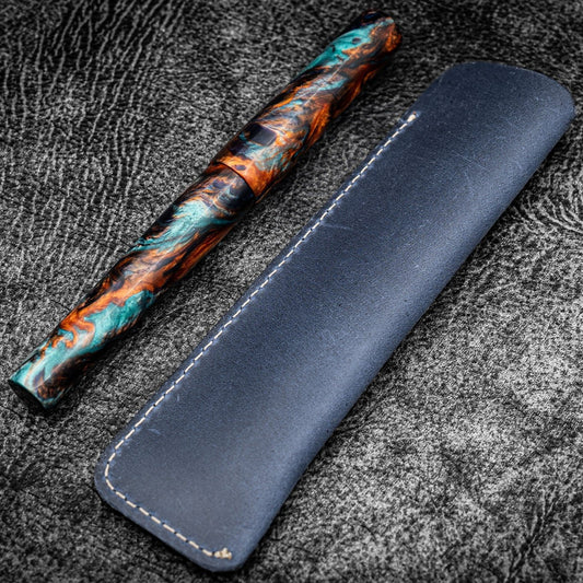 Navy Leather Single Pen Sleeve · Galen Leather Co.
