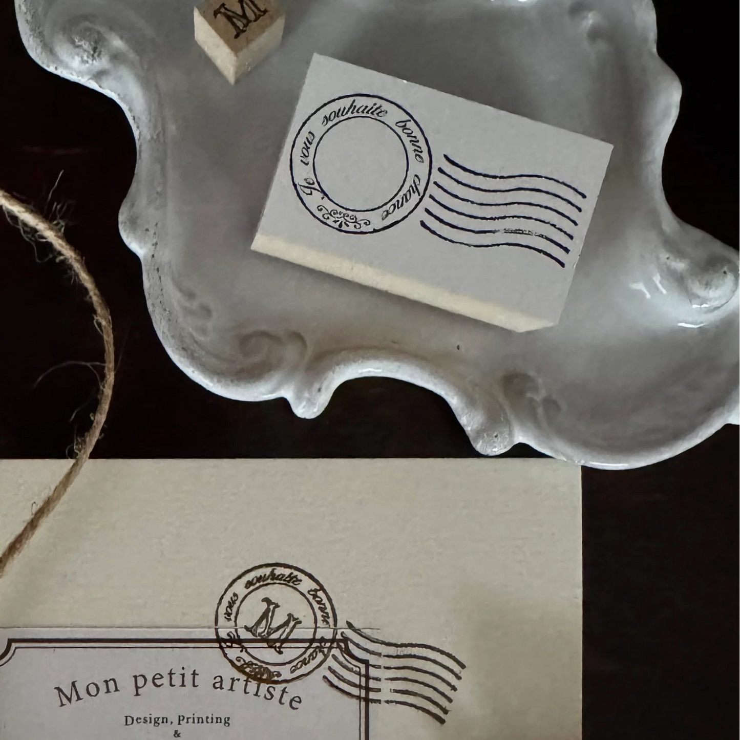 Postmark Motif Wooden Stamp・Mon petit artiste