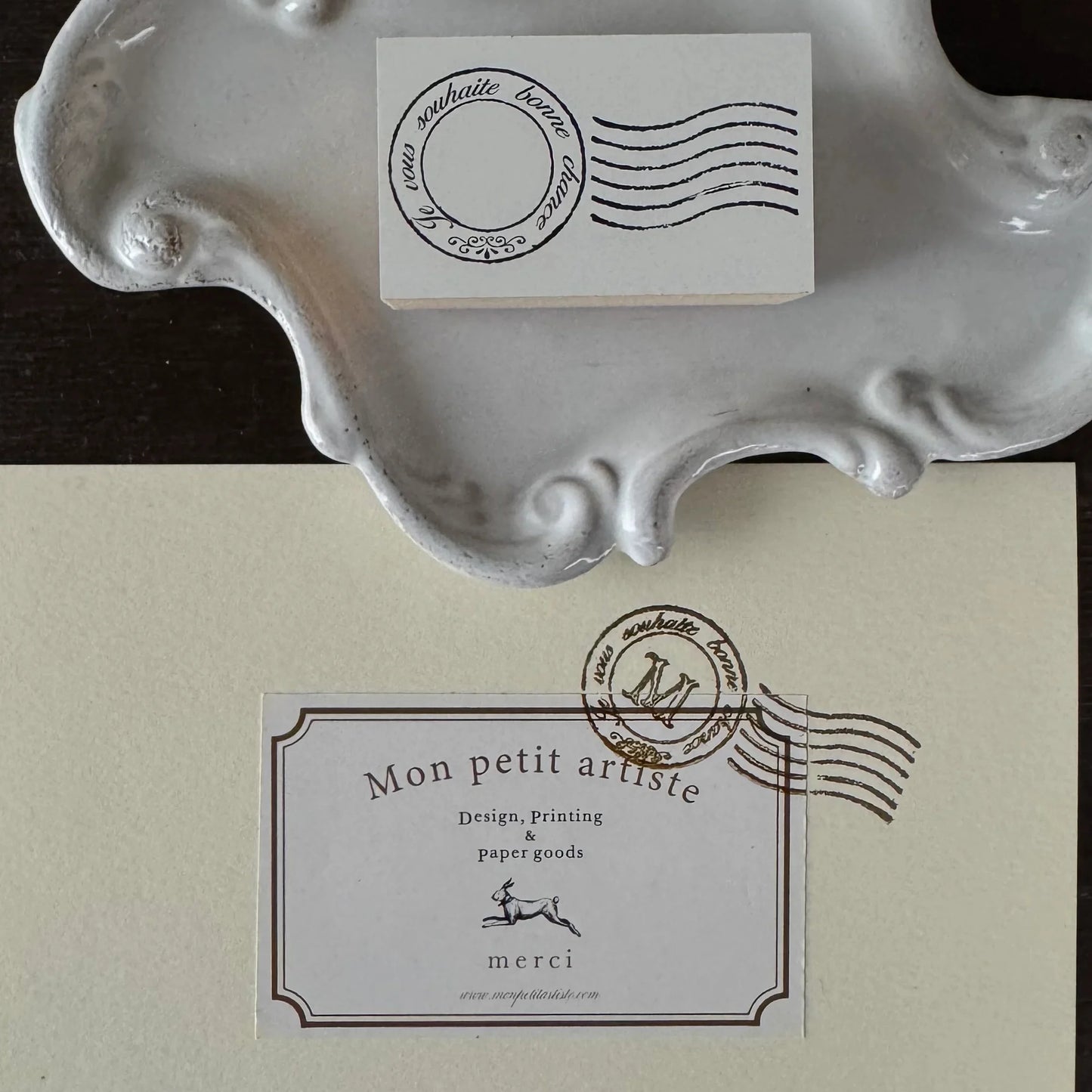 Postmark Motif Wooden Stamp・Mon petit artiste