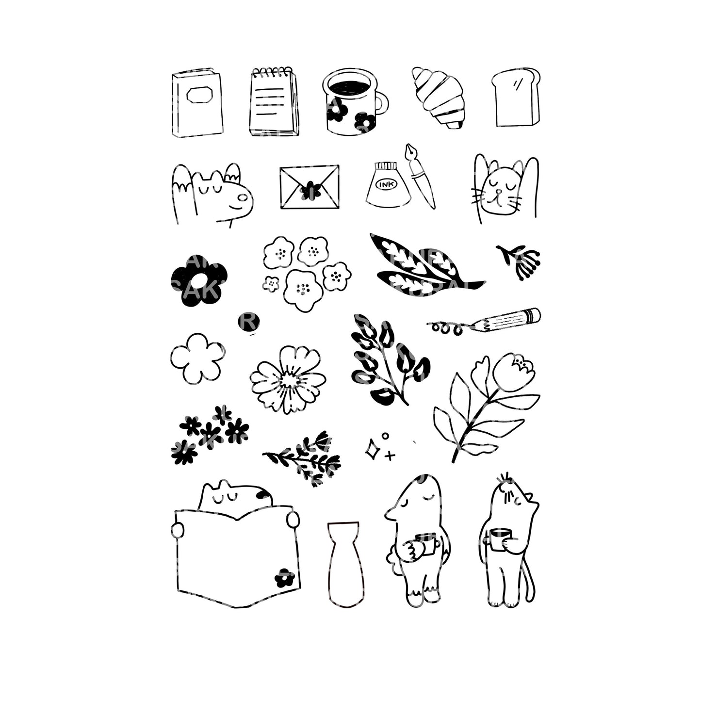 Vincent's Plants & Coffee Clear Stamps · Paper Plant Co x Sakuralala