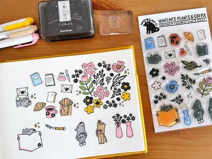 Vincent's Plants & Coffee Clear Stamps · Paper Plant Co x Sakuralala