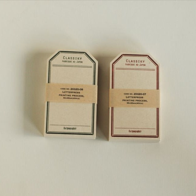 Letterpress Label Cards · Classiky