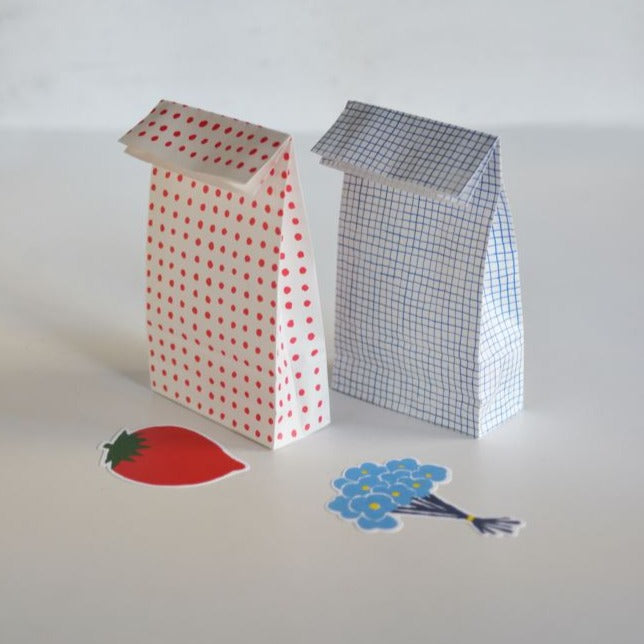 mitsou Small Paper Bag Set (Check / Blue)  · Classiky