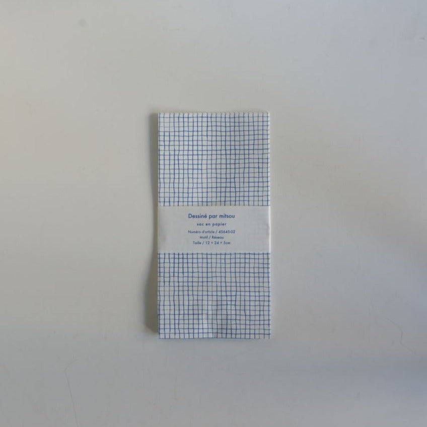 mitsou Small Paper Bag Set (Check / Blue)  · Classiky