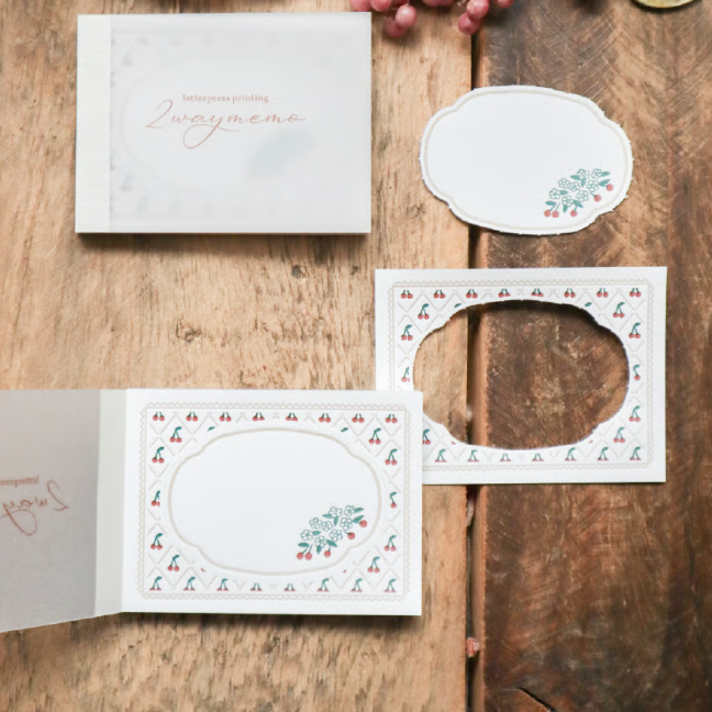 Cherry Pocket Letterpress 2-way Memo Pad・Keibunsha & meriBUN