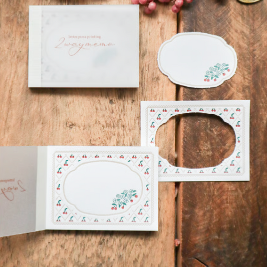 Cherry Pocket Letterpress 2-way Memo Pad・Keibunsha & meriBUN