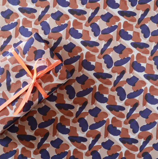 Bread Pattern Blue and Brown Wrapping Paper · Regaro Papiro