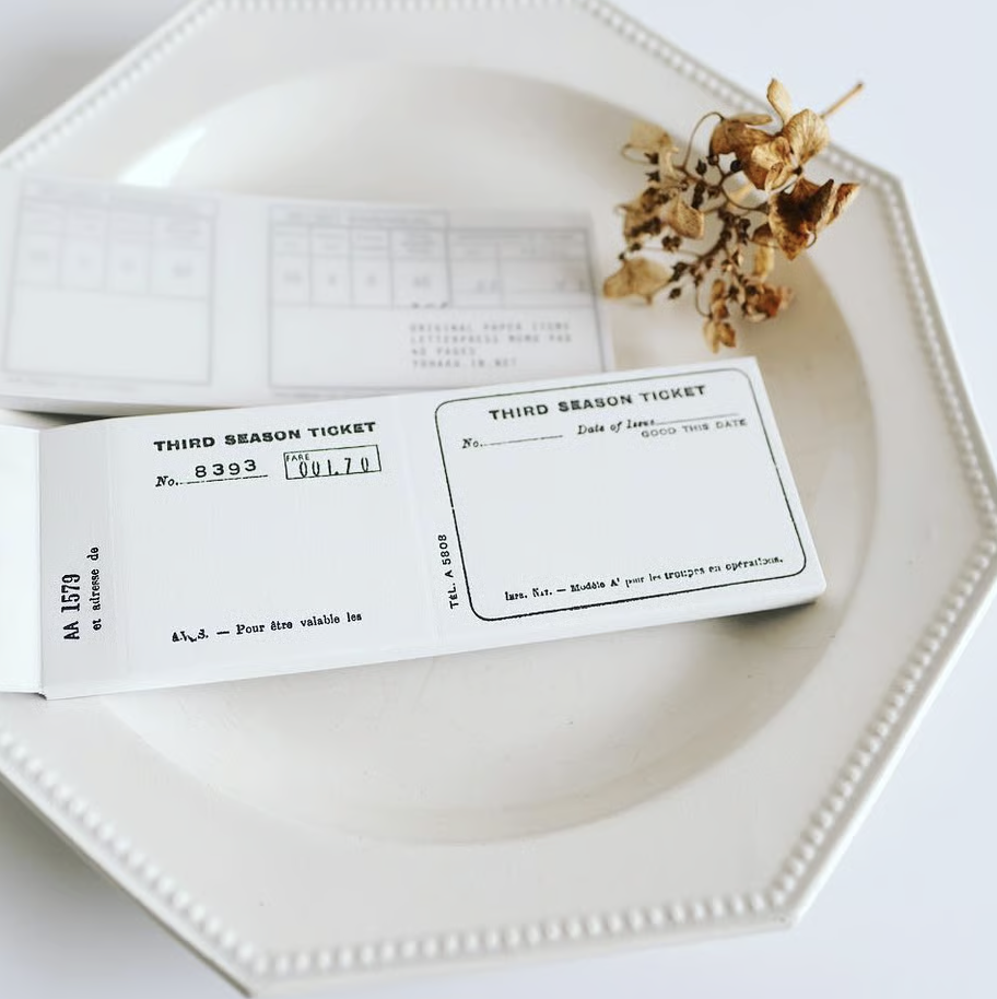 Ticket Black Letterpress Memo Pad · Yohaku
