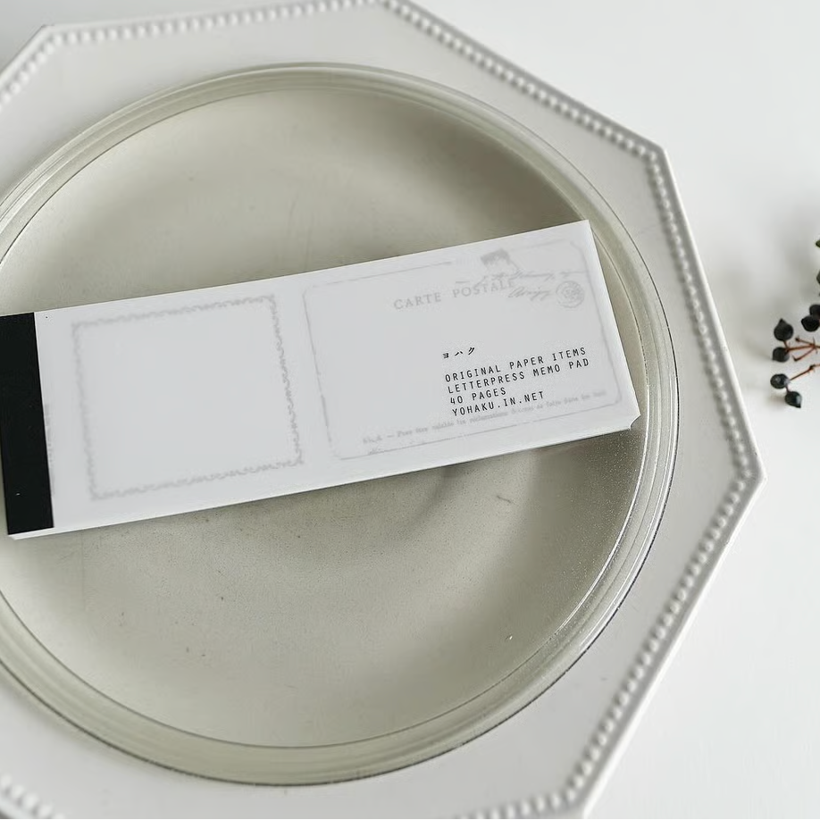 Carte Postal Black Letterpress Memo Pad · Yohaku