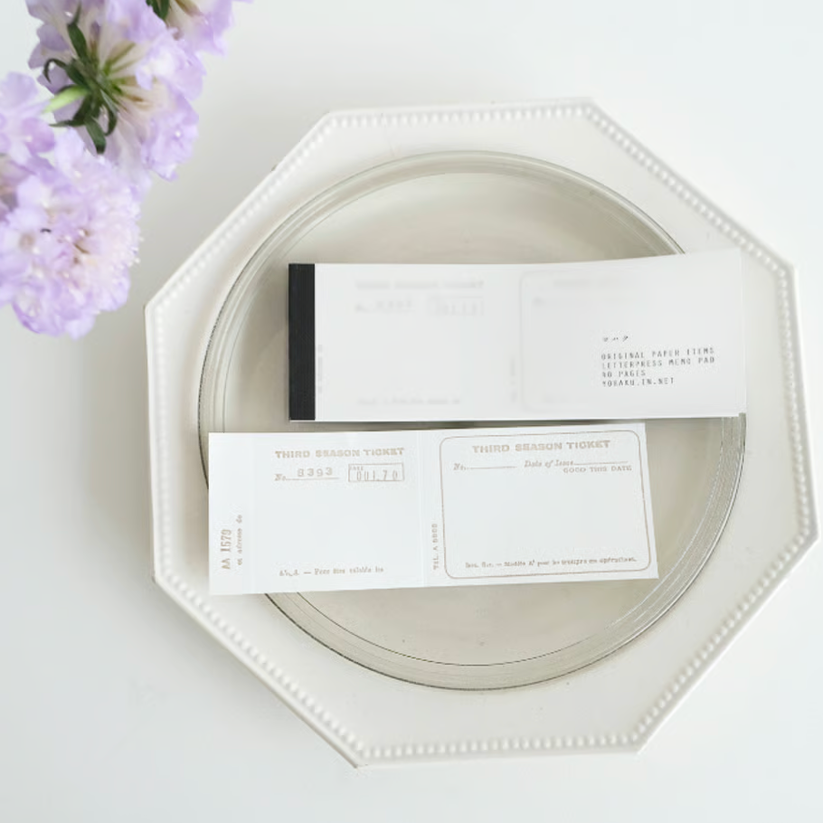 Ticket Bronze Letterpress Memo Pad · Yohaku