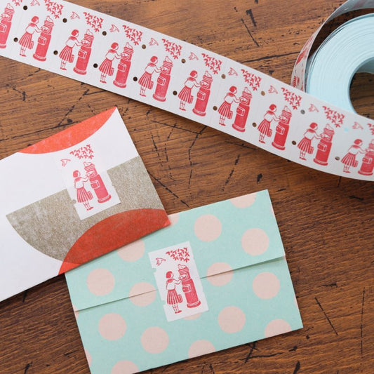 Rakui Hana 'Post and Girl'  Sealing Sticker Roll · 36Sublo