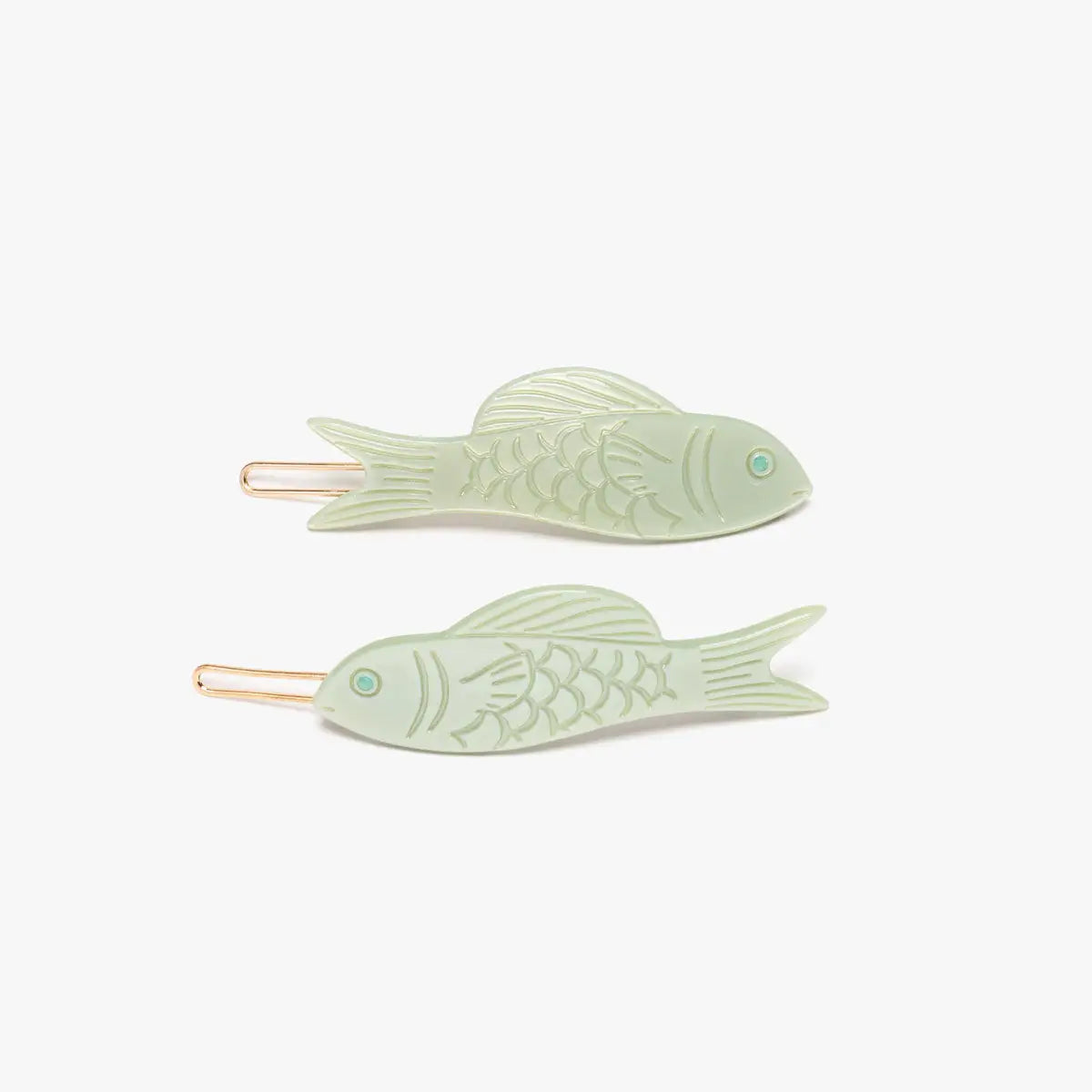 Jade Green Fish Acetate  Barrette Clip Set · Winona Irene