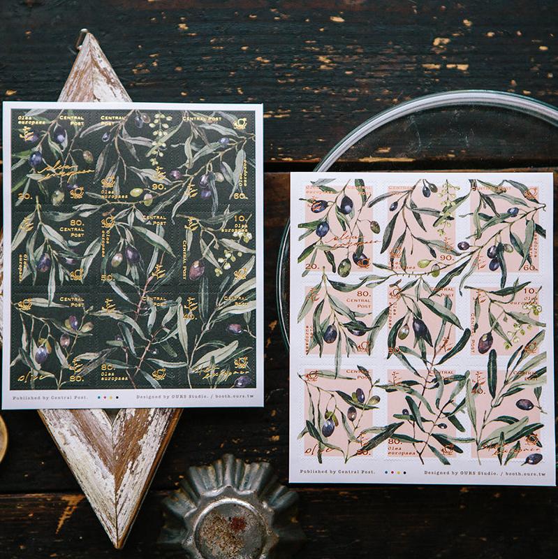Olive Branches Stamp Sticker Sheet · OURS Studio