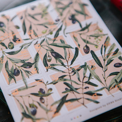 Olive Branches Stamp Sticker Sheet · OURS Studio