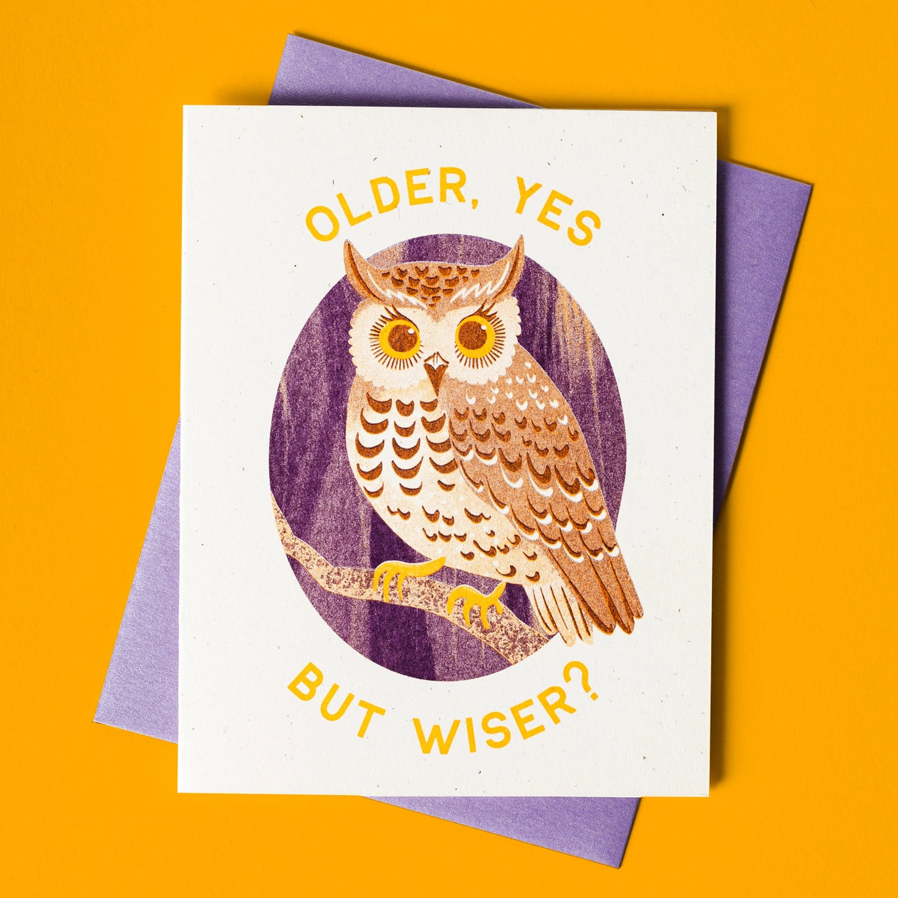 Older Owl Risograph Birthday Card · Bromstad Printing Co.
