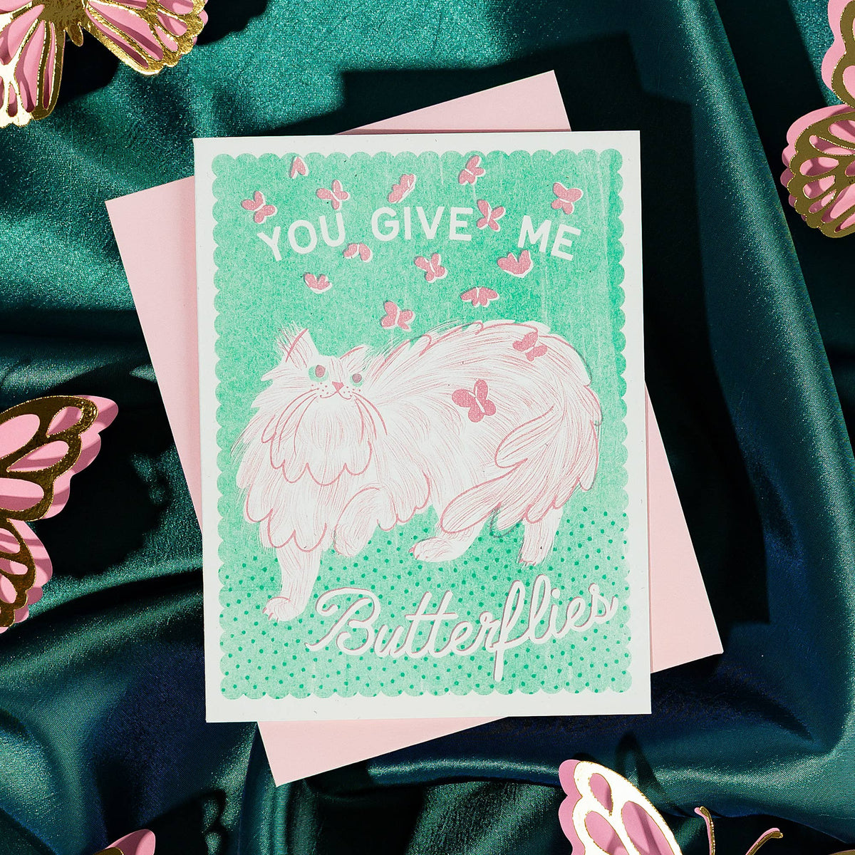 You Give Me Butterflies - Risograph Card · Bromstad Printing Co.