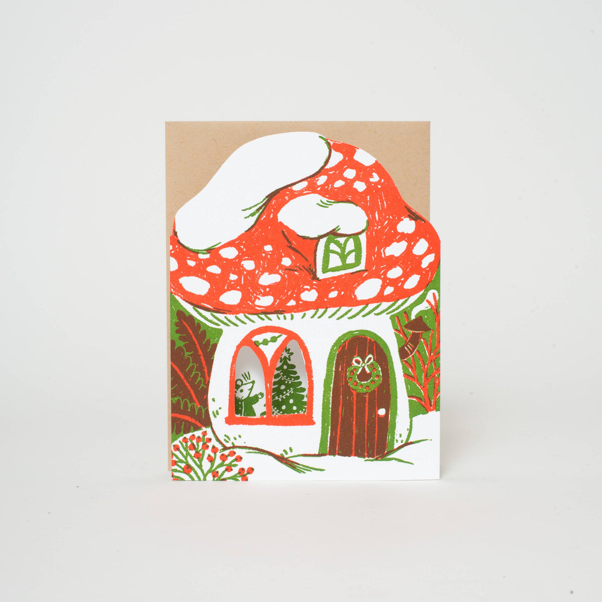 Merry Mushroom House Letterpress Holiday Greeting Card · Phoebe Wahl & Egg Press