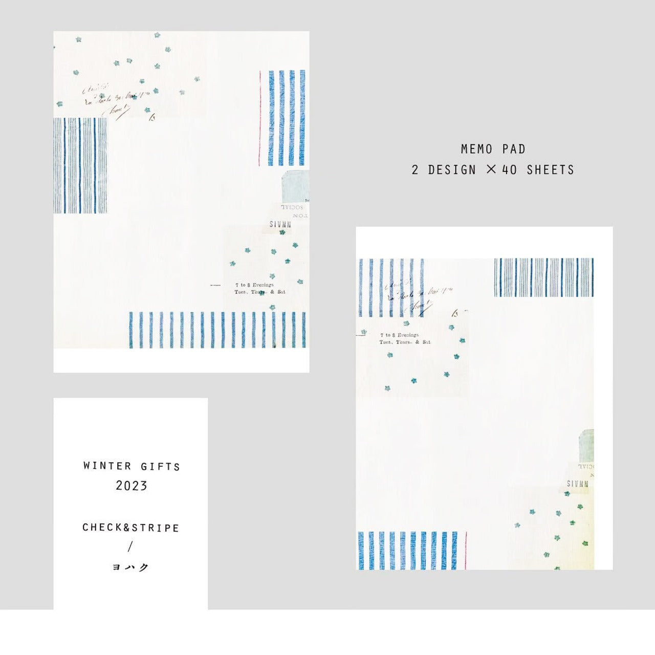 Check & Stripe Memo Pad · Yohaku