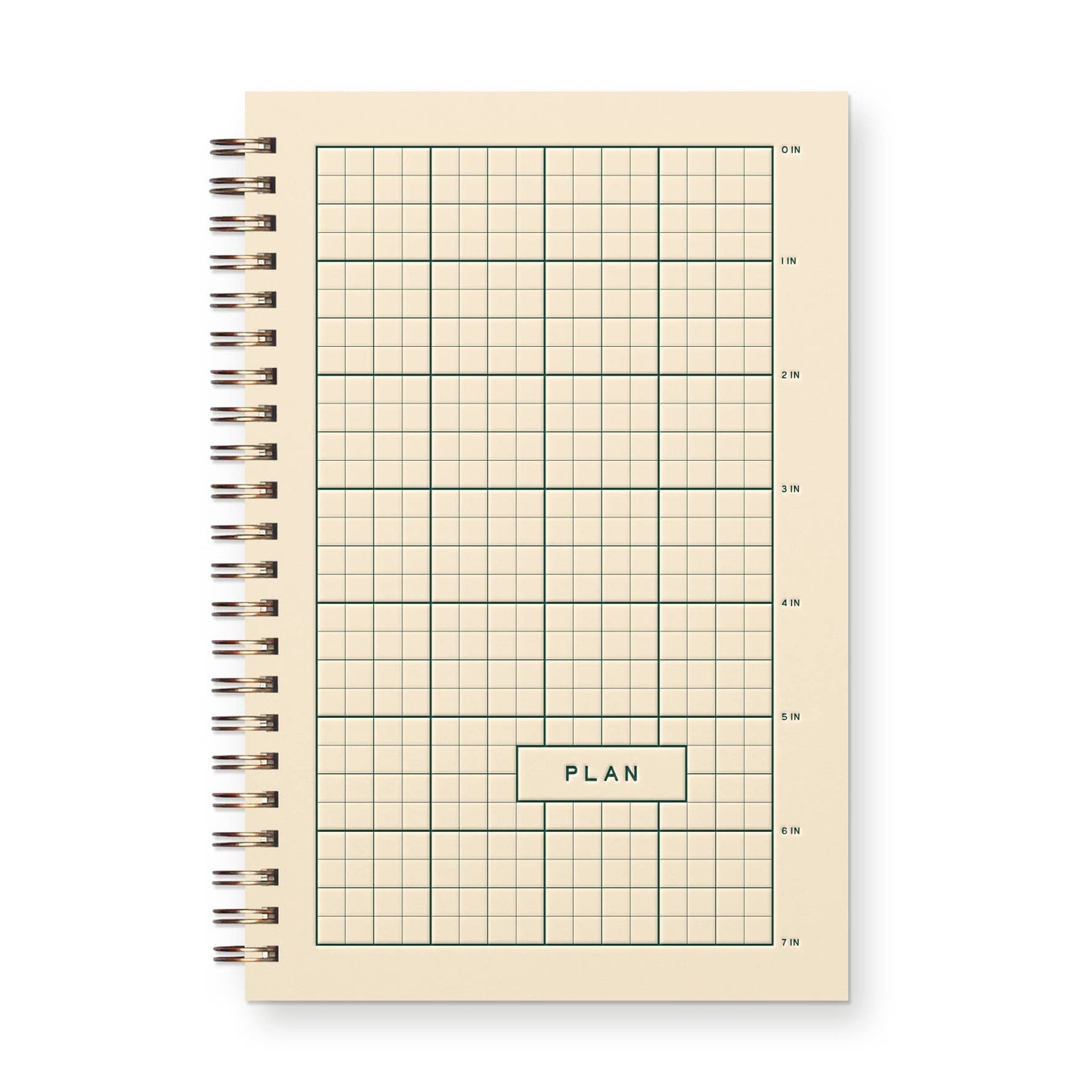 French Vanilla & Dark Green Ruler Grid Undated Weekly Planner · Ruff House Print Shop