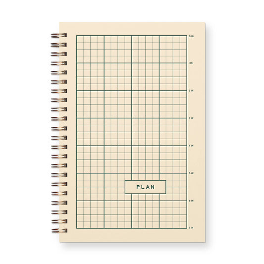 French Vanilla & Dark Green Ruler Grid Undated Weekly Planner · Ruff House Print Shop