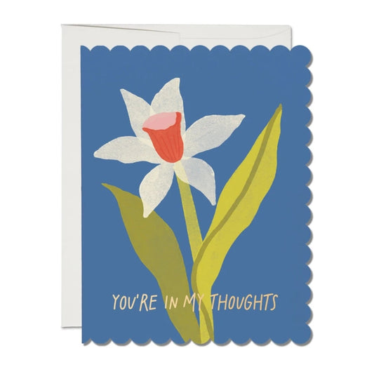 Scalloped Daffodil You're in my Thoughts Card · Red Cap Cards