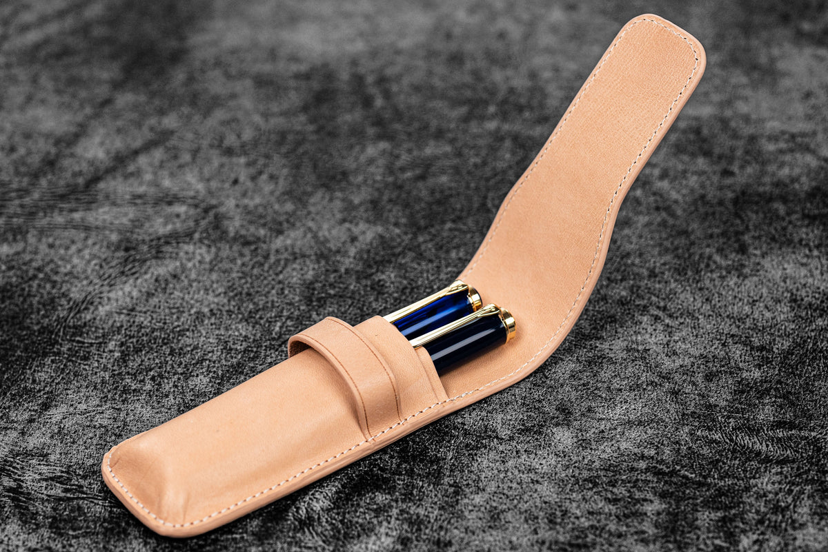 Un-dyed Two Pens Leather Flap Pen Case · Galen Leather Co.
