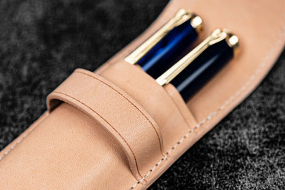 Un-dyed Two Pens Leather Flap Pen Case · Galen Leather Co.