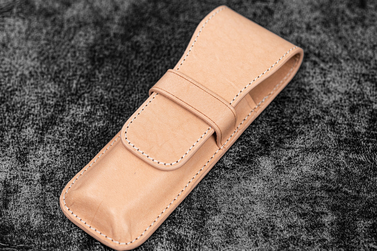 Un-dyed Two Pens Leather Flap Pen Case · Galen Leather Co.