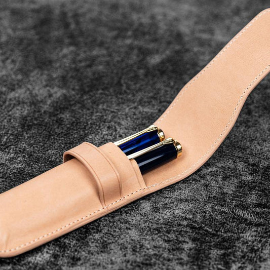 Un-dyed Two Pens Leather Flap Pen Case · Galen Leather Co.
