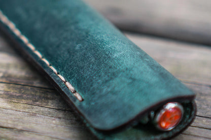 Forest Green Leather Single Pen Sleeve · Galen Leather Co.