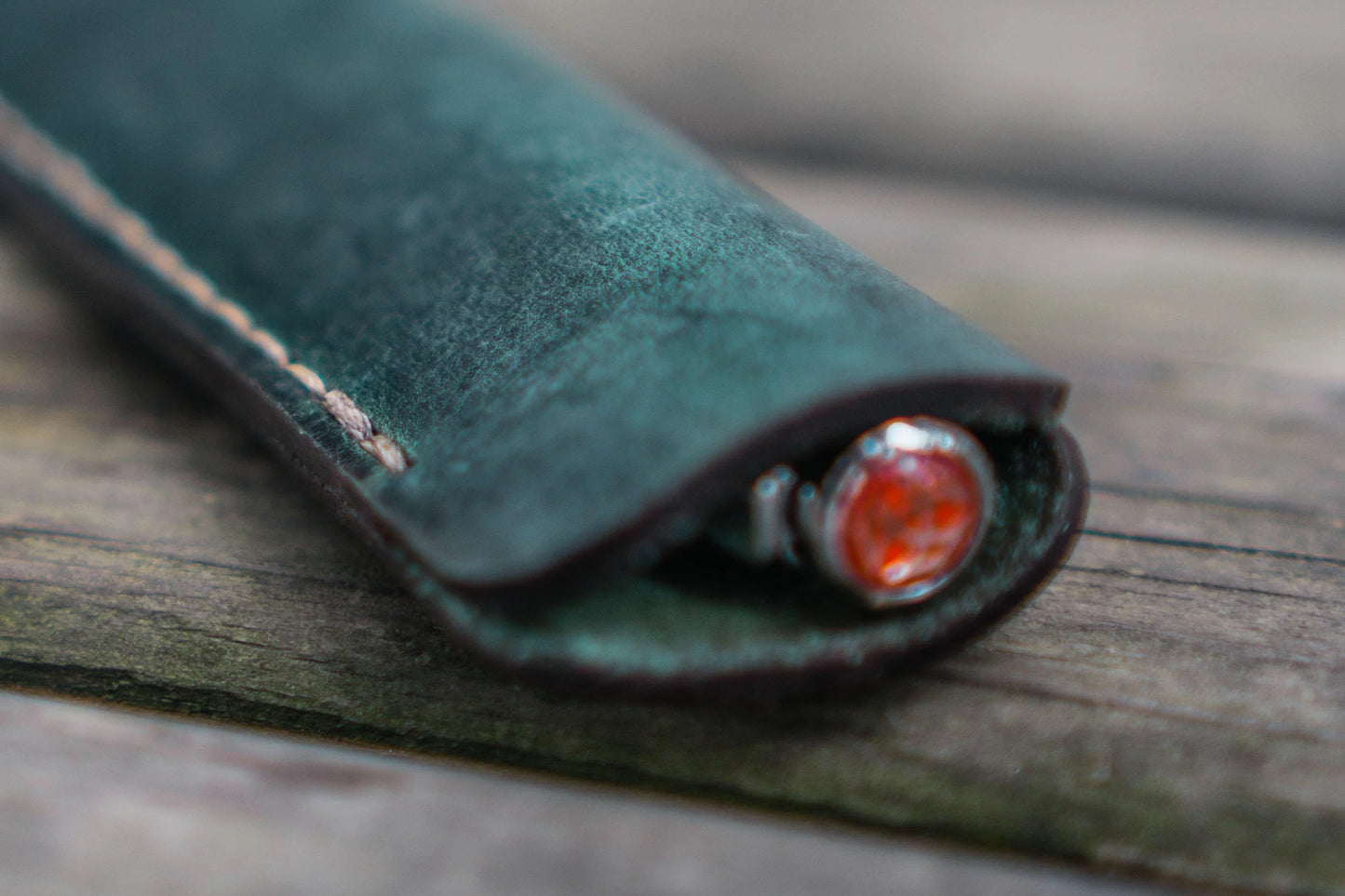 Forest Green Leather Single Pen Sleeve · Galen Leather Co.