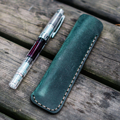 Forest Green Leather Single Pen Sleeve · Galen Leather Co.