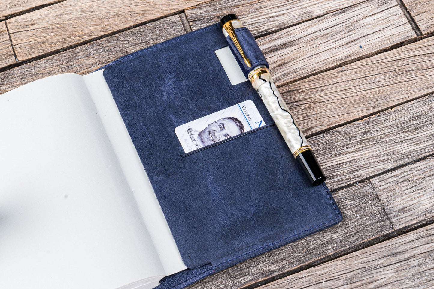 Blue A6 Slim Leather Notebook Cover · Galen Leather Co.