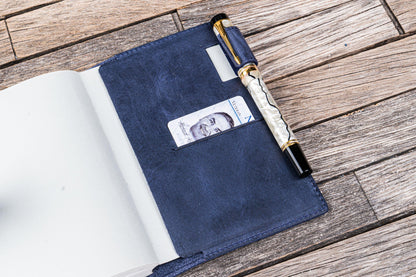 Blue A6 Slim Leather Notebook Cover · Galen Leather Co.