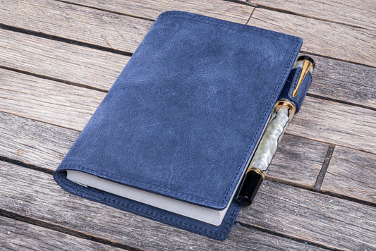 Blue A6 Slim Leather Notebook Cover · Galen Leather Co.