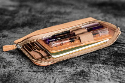 Un-dyed 4 Slots Leather Zippered Pen Pouch · Galen Leather Co.