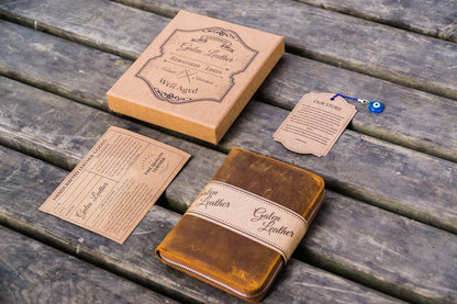 Brown 3 Slots Leather Zippered Pen Case · Galen Leather Co.