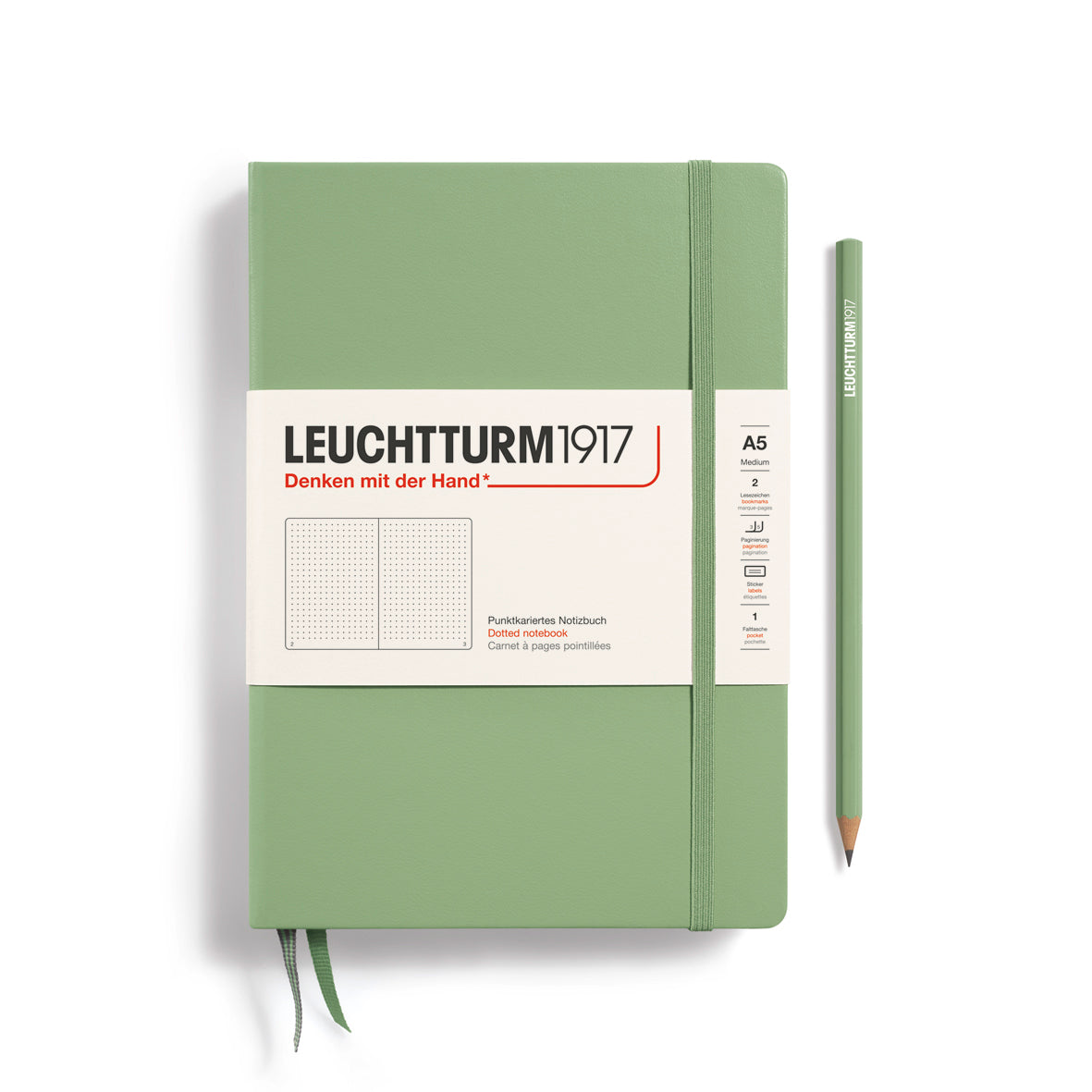 Sage A5 Dot Grid Hardcover Notebook · Leuchtturm1917