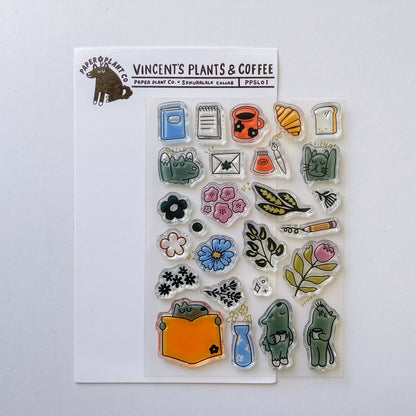 Vincent's Plants & Coffee Clear Stamps · Paper Plant Co x Sakuralala