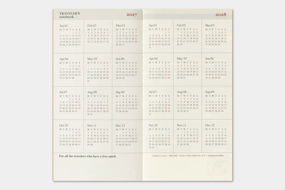 2027 TRAVELER'S Diary Monthly (Regular Size)