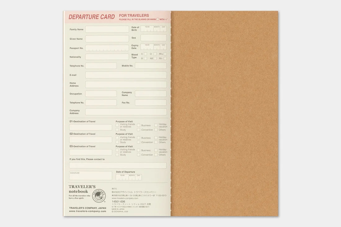 2027 TRAVELER'S Diary Monthly (Regular Size)