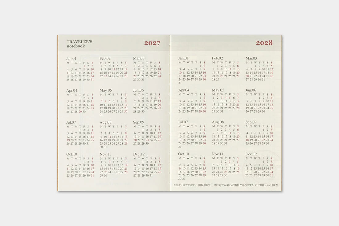 2027 TRAVELER'S Diary Monthly (Passport Size)