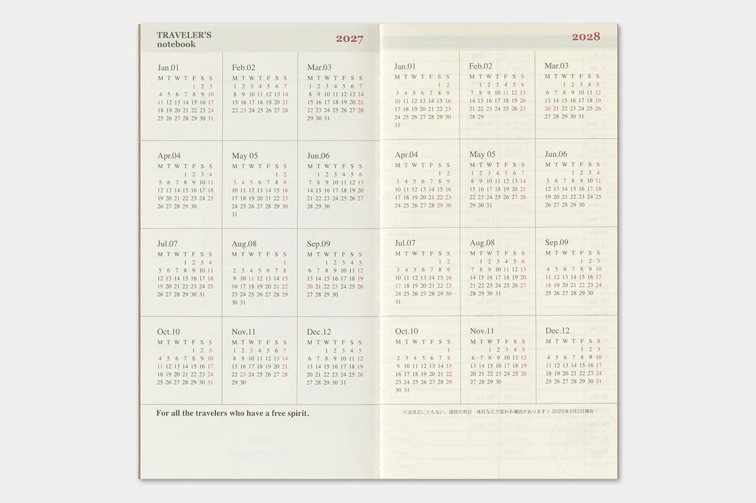 2027 TRAVELER'S Diary Weekly + Memo (Regular Size)