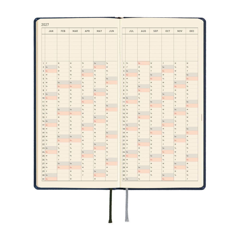 2027 Hobonichi Weeks Colors: Midnight Blue《ENG/Tall & Slim/Jan start》