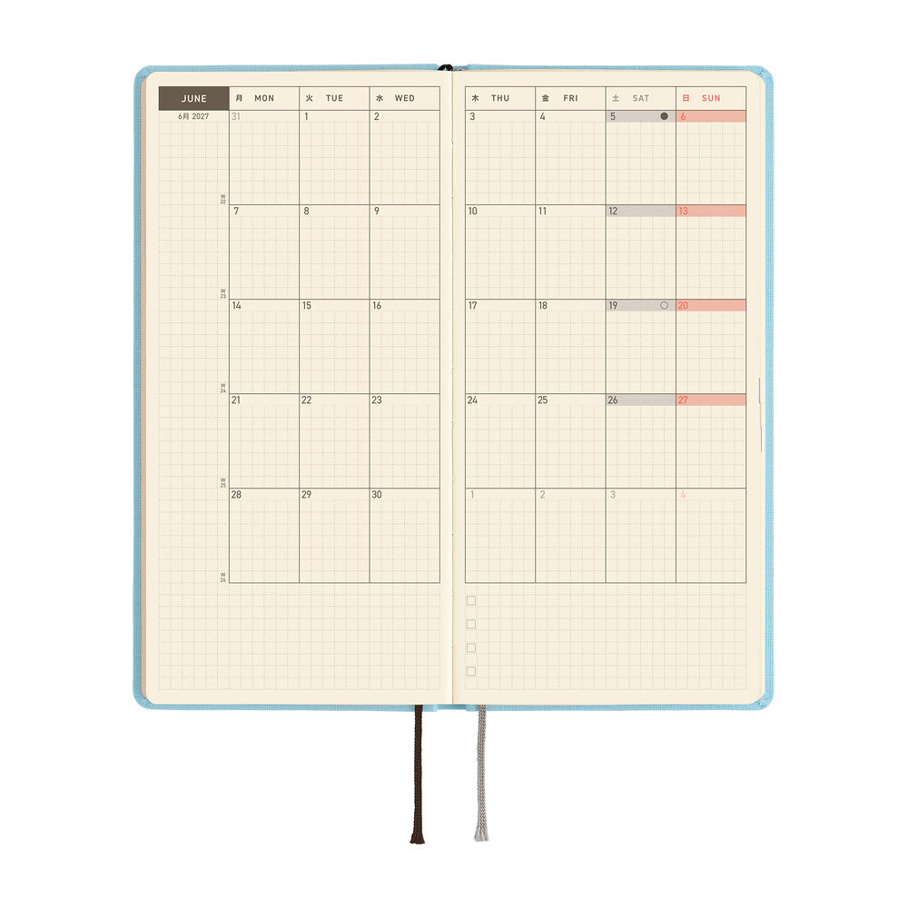 2027 Hobonichi Weeks Colors: Sea Glass《ENG/Tall & Slim/Jan start》