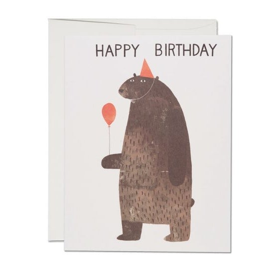 Party Bear Birthday Greeting Card · Red Cap Cards