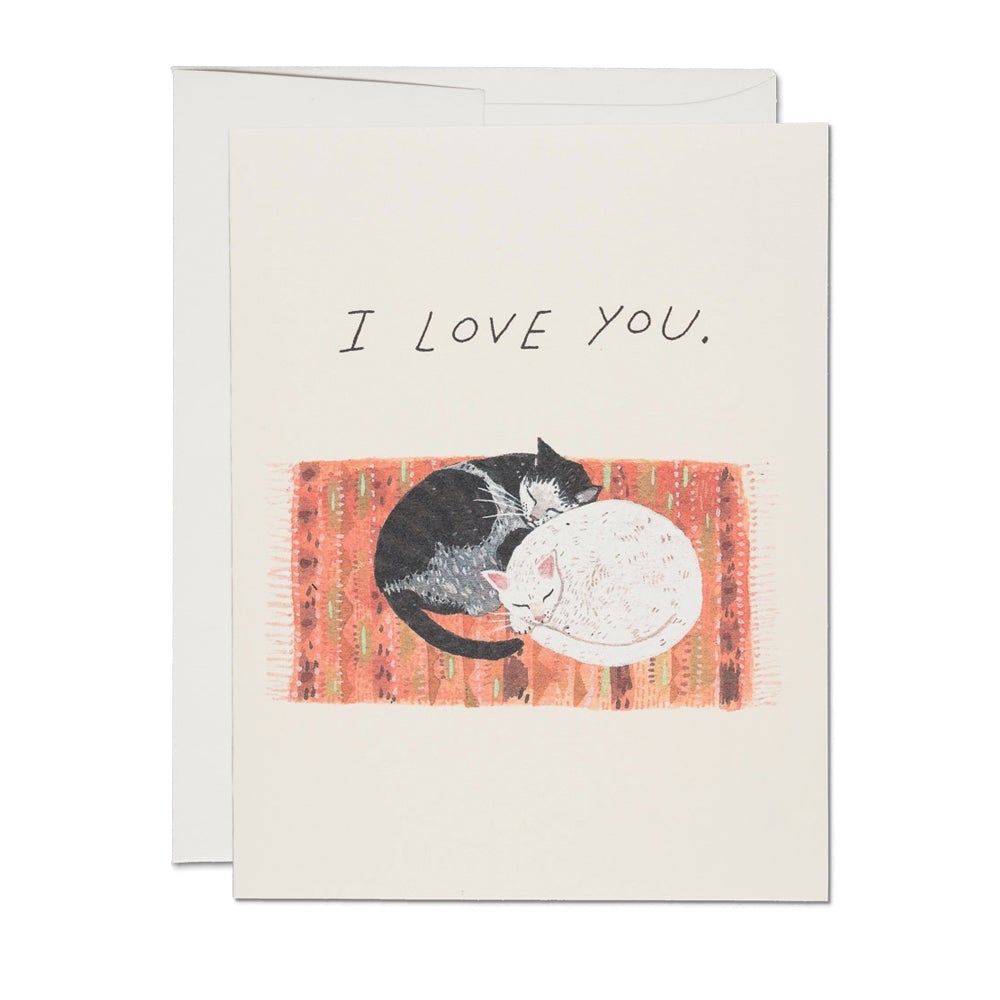 I Love You Cat Cuddle Card · Red Cap Cards