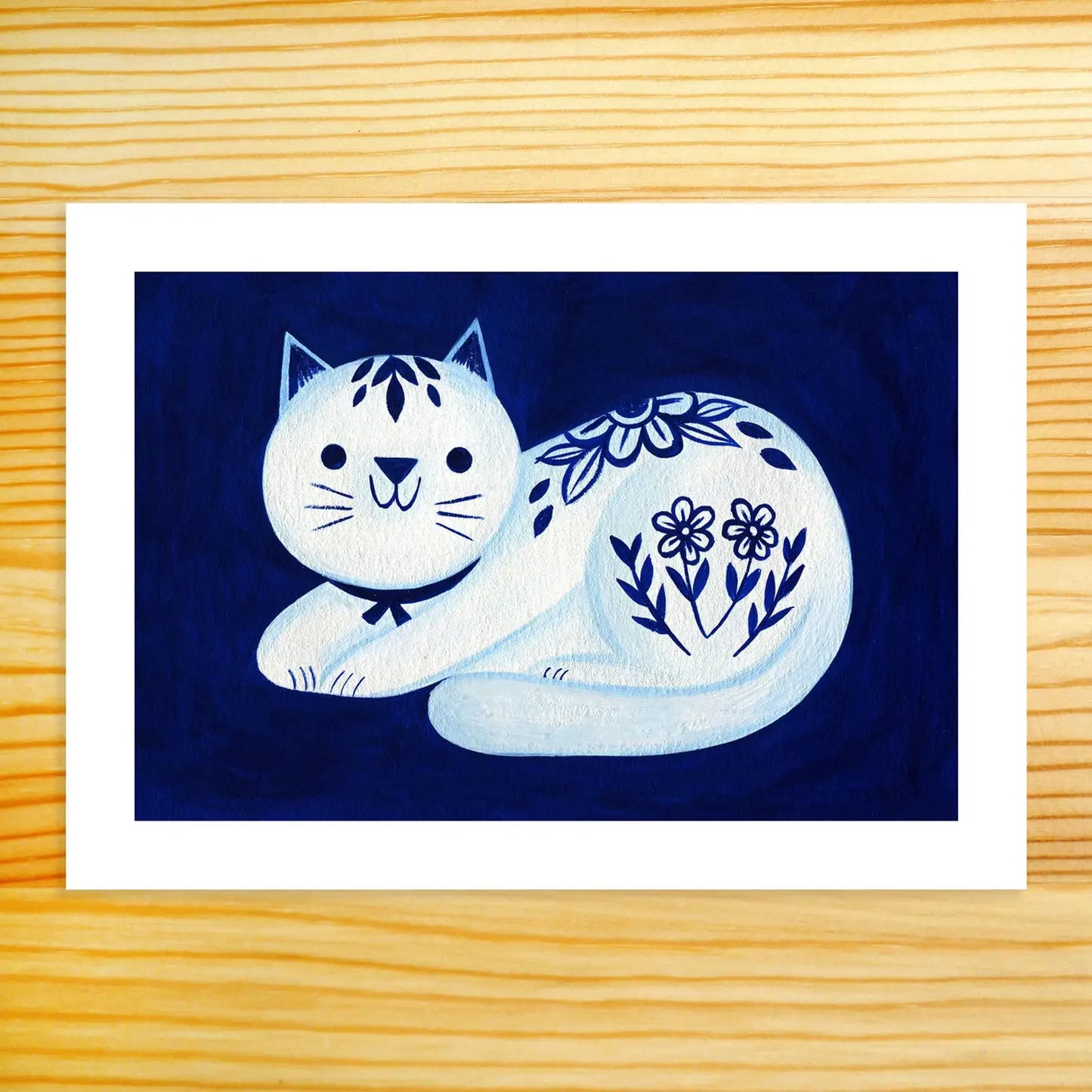 Delftware Cat Art Print · Nellie Le